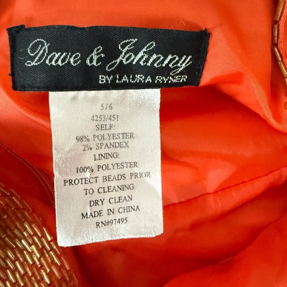 Dave & Johnny By Laura Ryner Coral Halter Dress S Polyester & Spandex V-Neck Bea - Picture 6 of 9